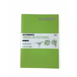 Скетчбук для маркеров Sketchmarker "MARKER LINE" 14,8х21 см 16 л 160 г мягкая обложка, лайм