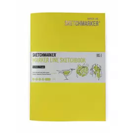 Скетчбук для маркеров Sketchmarker "MARKER LINE" 14,8х21 см 16 л 160 г мягкая обложка, лимонный