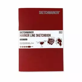 Скетчбук для маркеров Sketchmarker "MARKER LINE" 14,8х21 см 16 л 160 г мягкая обложка, вишня