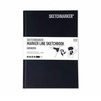 Скетчбук для маркеров Sketchmarker "MARKER LINE" 14,8х21 см 44 л 160 г твердая обл, черный