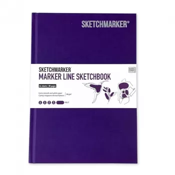 Скетчбук для маркеров Sketchmarker "MARKER LINE" 14,8х21 см 44 л 160 г твердая обл, фиолетовый