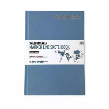 Скетчбук для маркеров Sketchmarker "MARKER LINE" 14,8х21 см 44 л 160 г твердая обл, голубой