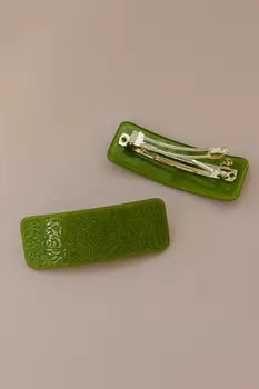 Заколка макси прямоугольная с орнаментом, Зелёная HAIRMATES