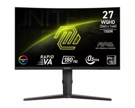 Монитор 27" MSI MAG 275CQRF QD E2 9S6-3CD04H-060 2560x1440, 1мс, 300 кд/м2, 5000:1, 100M:1, 178°/178°, VA, 16:9, 180Hz, 2*HDMI 2.0, DP 1.2, USB-C, Til