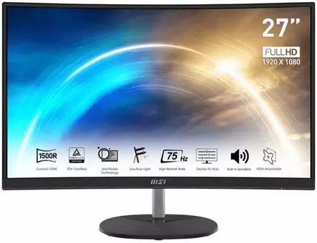 Монитор 27" MSI PRO MP271CA 9S6-3PA8CT-048 16:9 FHD, VA Curve 1500R, 1ms(MPRT), 3000:1, 100M:1, 250nit, 178/178, HDMI, DP, Tilt, VESA, 75Hz, Black