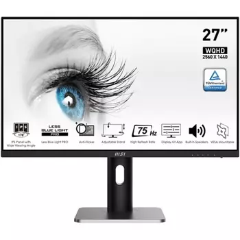 Монитор 27" MSI PRO MP273QP (УЦЕНЕННЫЙ) 16:9 WQHD, IPS Flat, 1ms(MPRT), 1000:1, 100M:1, 350nit, 178/178, 2xHDMI, DP, Tilt, Swivel, Height, Pivot, VESA