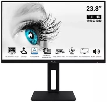 Монитор 23,8" MSI Pro MP242AP 9S6-3PA19T-204 черный, IPS LED FHD, 1ms 16:9 , 300cd, 100Hz 178гр/178гр, HDM, VGA, DP
