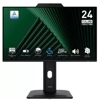 Монитор 23,8" MSI PRO MP242PMG 9S6-3PD89T-005 1920x1080, 16:9, IPS, 1500:1, 100M:1, 1ms, cam, HDMI, DP, VGA, 2xUSB-A, USB-B, Speaker, Tilt, Swivel, He