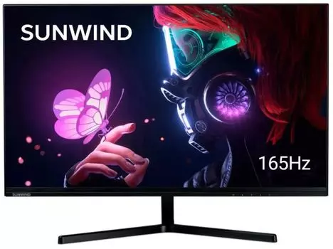 Монитор 23,8" SUNWIND SUN-M24BG110 black, 1920x1080, VA, 6ms, 16:9, HDMI, DP, 4000:1, 250cd, 178°/178°