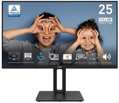 Монитор 24,5" MSI PRO MP251P 9S6-3PC29M-033 черный, IPS, 1920x1080, 100Hz, 4 ms, 178°/178°, 300 cd/m, 1300:1, D-Sub, HDMI