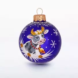 Елочный шар Елочка, Символ Года, 6 см, стекло, в тубусе, С29