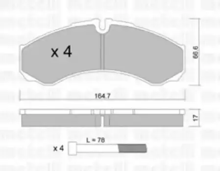 Тормозные колодки дисковые передняя ось METELLI 22-0212-3