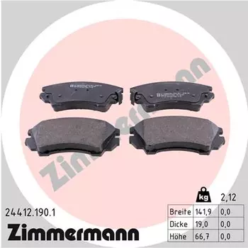 Тормозные колодки дисковые передняя ось ZIMMERMANN 24412.190.1