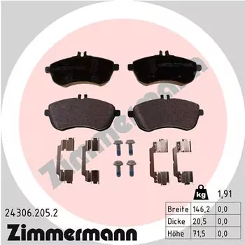 Тормозные колодки дисковые передняя ось ZIMMERMANN 24306.205.2