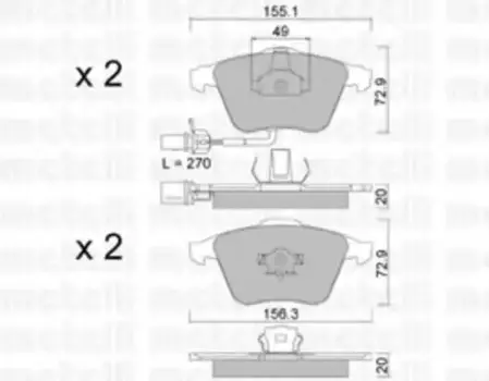 Тормозные колодки дисковые передняя ось METELLI 22-0549-1