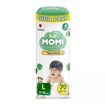 MOMI Подгузники-трусики "Comfort Care" размер L 9-14 кг giga pack упаковка 70.0
