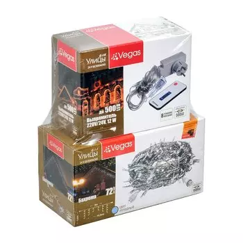 24V Электрогирлянда-конструктор с блоком питания: "Бахрома" 72 холодных LED ламп и блок питания до 500 LED ламп