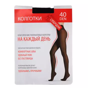 Колготки капроновые женские 40 DEN, 96% полиамид, 4% эластан, 1/2, 3, 4, 3 цвета, GC Design