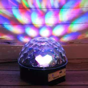 Калейдоскоп музыкальный СНОУ БУМ 16,5x16,5 см, 6LED, RGBYW0 (7 в 1), SD+USB+BT, 220В, пластик
