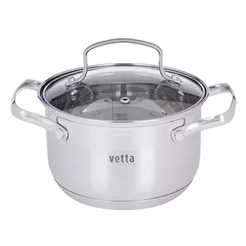 Кастрюля 1,9 л VETTA Берн, со стеклянной крышкой, индукция