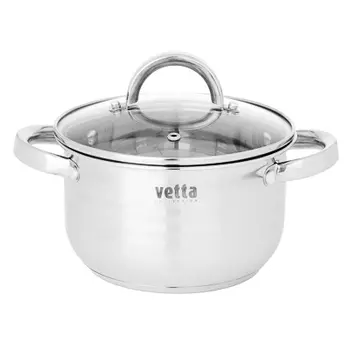 Кастрюля 2,9 л VETTA Фултон, нержавеющая сталь, стеклянная крышка