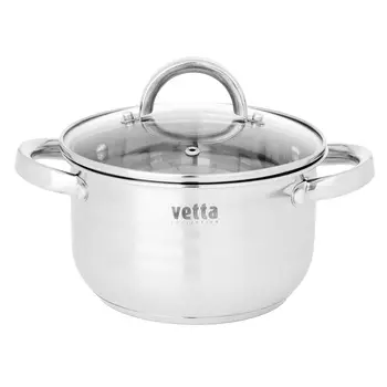 Кастрюля 2,9 л VETTA Фултон, нержавеющая сталь, стеклянная крышка