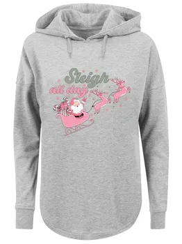 Пуловер F4NT4STIC Oversized Hoodie Sleigh all day Santas Reindeers, серый