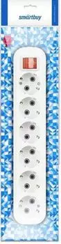 Удлинитель SmartBuy SBE-16-6-02-ZS 6 гнезд 2 м, 16А/3,5кВт с выкл. и заземлением ПВС 3х1,0 (1/35)