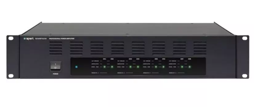 Усилитель BIAMP REVAMP8250 912.0658.900/911.0658.900 8-канальный, трансляционный: 8х350Вт/4Ом; 8х175Вт /8Ом. Bridge:4х650Вт/8Ом. Вх.: 8хRCA/8хEurobloc