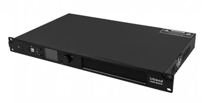 Усилитель INTREND ITAMP-1000TD двухканальный, 2x500W/4Ом, 2x300W/8Ом, мостовой режим: 1x1000W/8Ом, 1x1000W/100V, 1x600W/70V, поддержка Dante, встроенн
