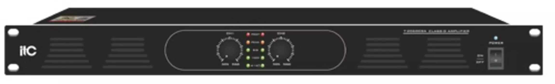 Усилитель ITC T-2240DSA двухканальный. Class-D, 2x240W, 100V/4Ohm,1U высота, управление громкостью на передней панели.