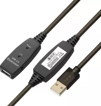 Удлинитель USB 2.0 Greenconnect GCR-53807 активный 15.0m AM/AF, GOLD, черно-прозрачный, с 2-мя усили