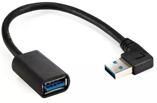 Удлинитель USB 3.0 Exegate EX-CC-USB3-AMAF-0.15L EX294775RUS Am/Af, угловой 90-градусный коннектор (горизонтальный левый), 0,15м