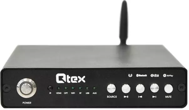 Усилитель Qtex QAA WF260P 2х60 Вт – 4 Ом, 2х30 Вт – 8 Ом, Ethernet, AirPlay, DLNA, Alexa Wi-Fi, Bluetooth, SD, USB, деэмбеддер HDMI