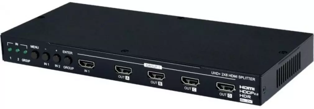 Усилитель-распределитель Cypress CPLUS-V8PT 2:8 (2х1:4) сигналов HDMI 3D, 4096x2160/60 (4:4:4) с HDCP 1.4, 2.2, HDR, CEC и редактором EDID