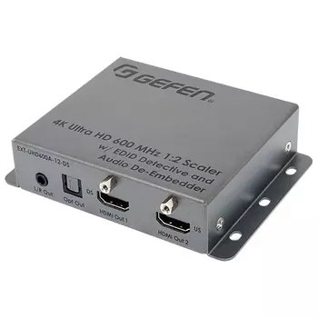 Усилитель-распределитель Gefen EXT-UHD600A-12-DS 1:2 сигналов HDMI 3D, 4K с HDCP 1.4, 2.2 с масштабированием и деэмбеддером аудио