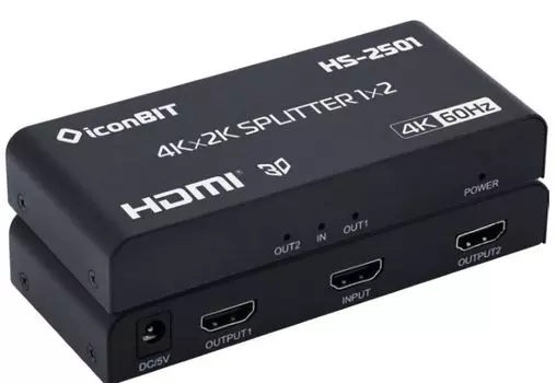 Усилитель-распределитель IconBit HS-2501 HDMI 1x2, поддержка 4К60
