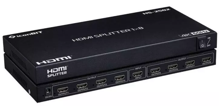 Усилитель-распределитель IconBit HS-2502 HDMI 1x8, поддержка 4К60