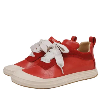 Johnature Genuine Leather Women s Shoes Comfortable Flat Bottom Versatile Soft Soled Sports Style Casual Shoes 35