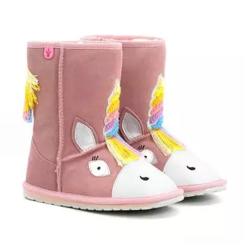 Детские сапоги из овчины (угги) EMU Australia, розовые