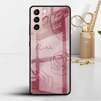 Flower Cute Glass Case For Samsung Galaxy S22 S20 FE S21 Plus Phone Cover S10 5G S9 Note 20 Ultra 10 Lite Shell Samsung S22 Ultra 5G