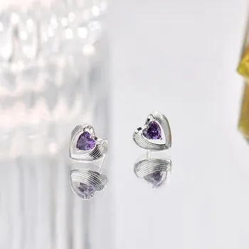 Серьги Love, легкие, роскошные, высококачественные, цветные, с цирконием, персиковое сердце, изысканные, нишевые, дизайнерские серьги