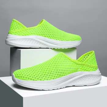 Summer Men Running Shoes Hollow Mesh Shoes Soft Sole Thick Base Single Network Thin Mesh Shoes Man Casual Sports Plus Size 36-48 36