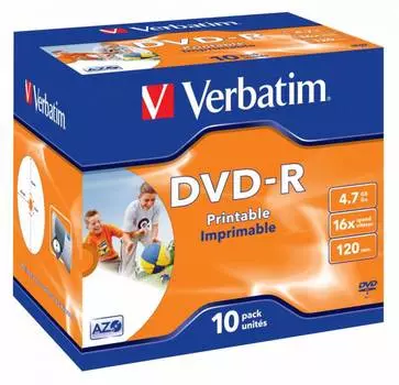 Диск DVD-R Verbatim 4.7Gb 16x (jewel case 10шт) (43521)
