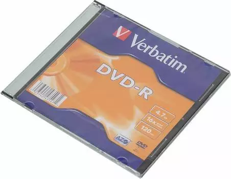 Диск DVD-R Verbatim 4.7Gb 16x (slim case 1шт)