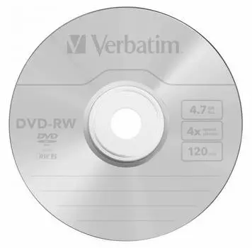 Диск DVD-RW Verbatim 4.7Gb 4x (cake box 25шт) (43639)