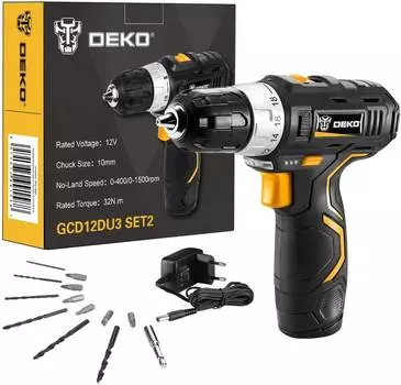 Дрель-шуруповерт Deko GCD12DU3 SET2 FU-Li-Ion (063-4146)
