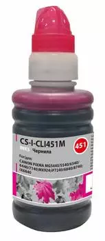 Чернила Cactus CS-I-CLI451M пурпурный фл. 100мл для Canon Pixma iP6840/iP7240/iP8740/iX6840/MG5440