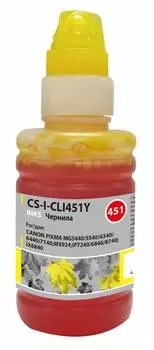 Чернила Cactus CS-I-CLI451Y желтый фл. 100мл для Canon Pixma iP6840/iP7240/iP8740/iX6840/MG5440