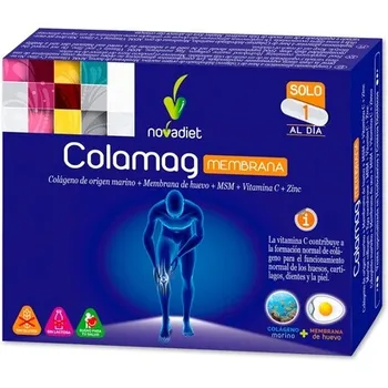 Мембранные капсулы Colamag с морской коллагеновой яичной мембраной, витамином С, цинком, запас на 1 месяц, Novadiet